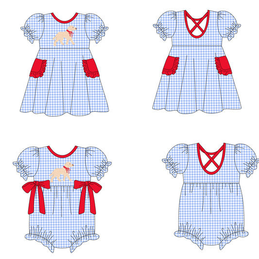 25.10.15 custom each style moq 5 eta 6-8week Sibling Sisters puppy baby girl short sleeve dress and romper match family design