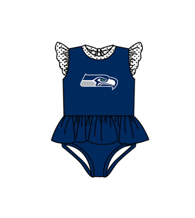 Custom moq 5 mix size milk silk summer teams baby girl boys clothes Navy Blue Two-Piece Swimsuit Set One Piece Swimsuits boy swim trunks