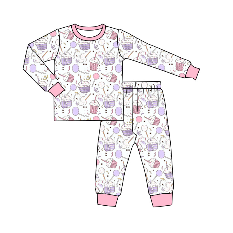 6.4 custom each style moq 5eta 4-5week Sibling Sister ice cream pink girls pajamas sets and blue boys pajamas sets match family design