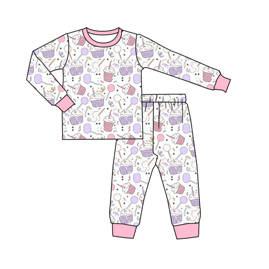 6.4 custom each style moq 5eta 4-5week Sibling Sister ice cream pink girls pajamas sets and blue boys pajamas sets match family design