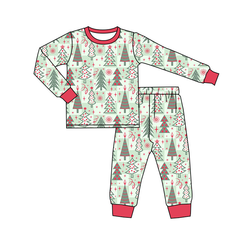 7.25 custom each style moq 5eta 4-6week Sibling Sister Christmas trees baby boys sets and rompers match family design