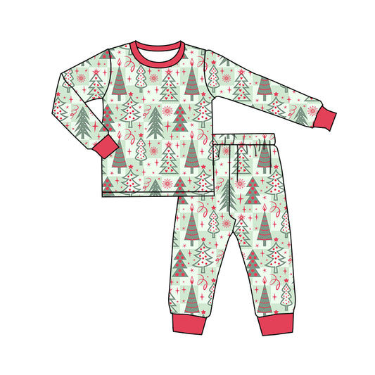 7.25 custom each style moq 5eta 4-6week Sibling Sister Christmas trees baby boys sets and rompers match family design