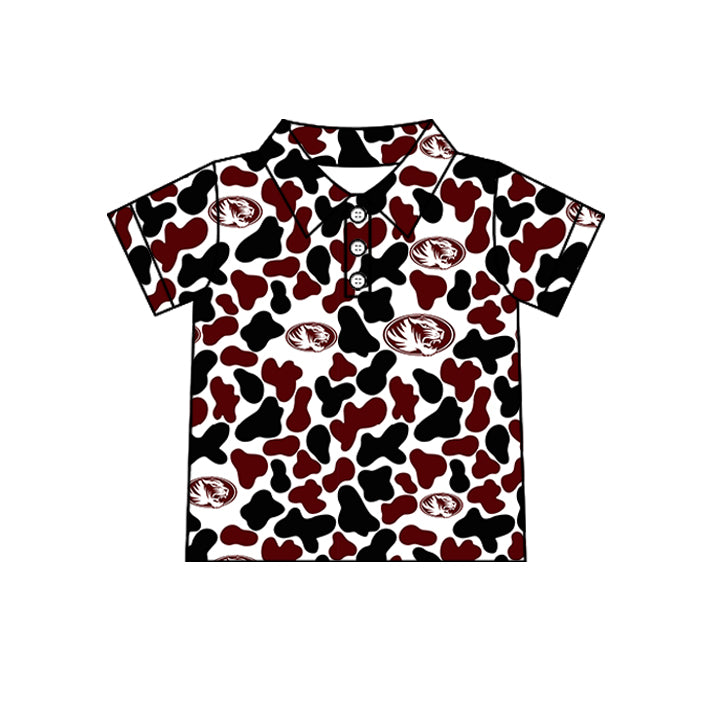 Custom moq 5 mix size summer teams Baby Boys Camo Button Short Sleeve Polo Shirt