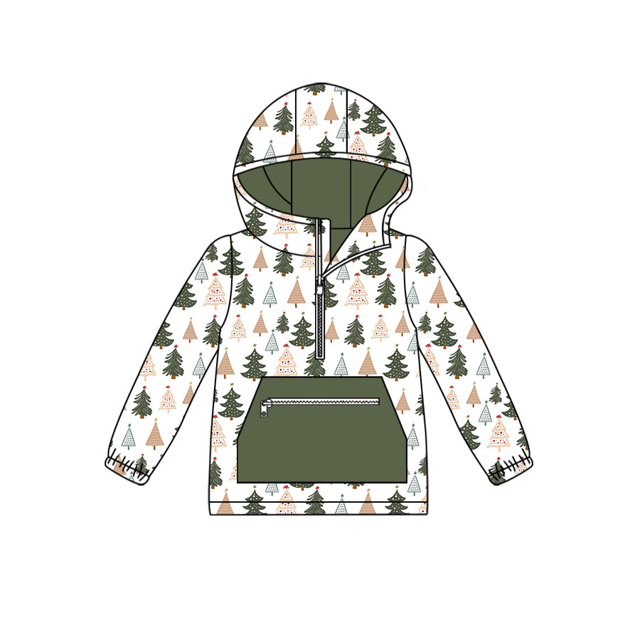 6.6 custom each style moq 5 eta 4-6week Sibling Sister baby boys and girls clothes Christmas trees hooded long sleeve top