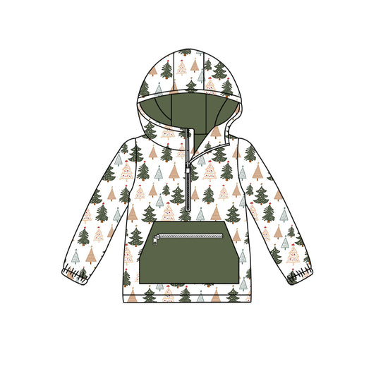 6.6 custom each style moq 5 eta 4-6week Sibling Sister baby boys and girls clothes Christmas trees hooded long sleeve top