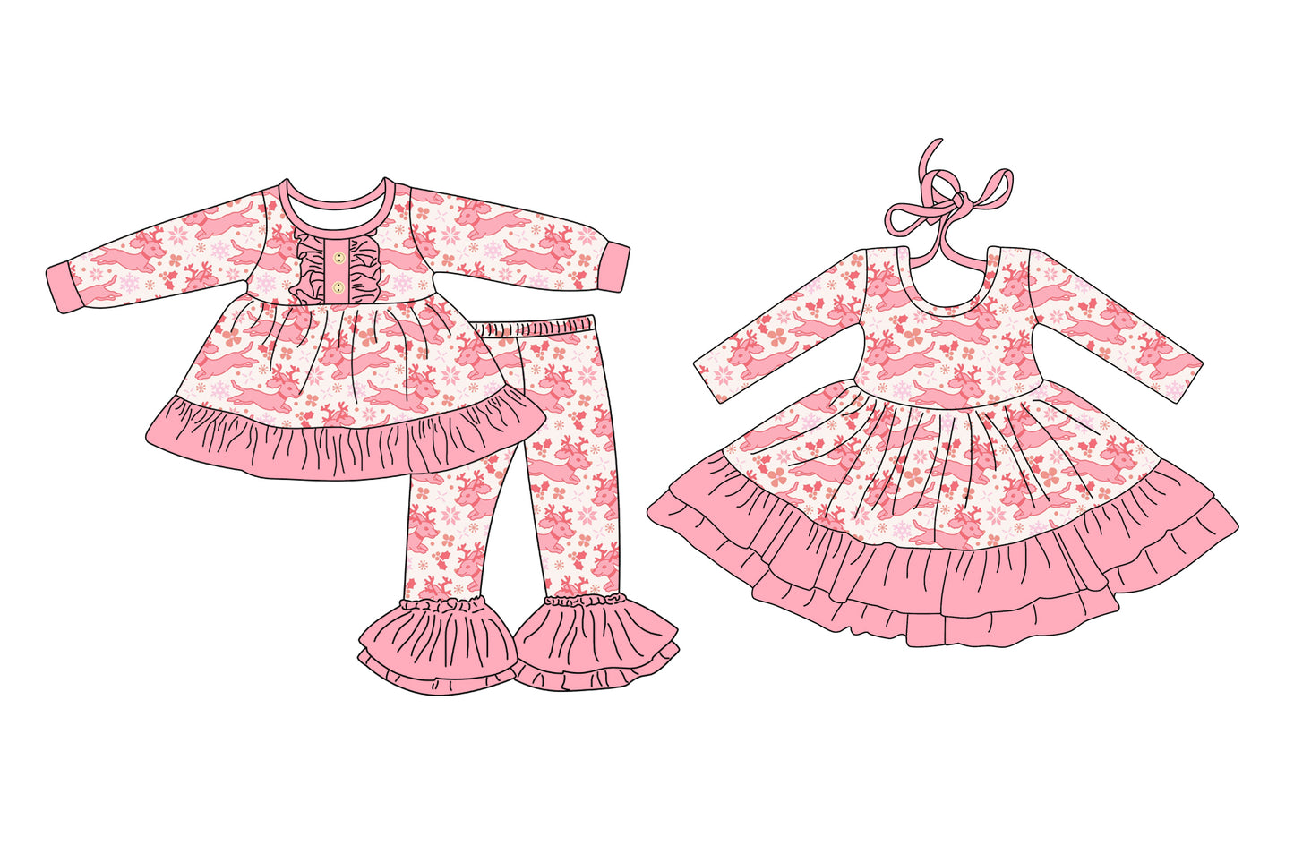 25.7.21 custom each style moq 5eta 4-6week Sibling Sisters Christmas baby girl long sleeve pants sets and dress match family design