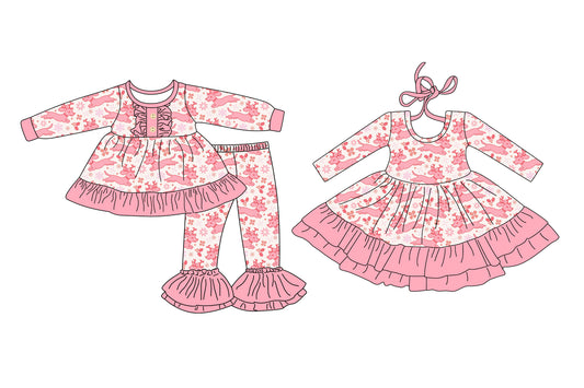 25.7.21 custom each style moq 5eta 4-6week Sibling Sisters Christmas baby girl long sleeve pants sets and dress match family design