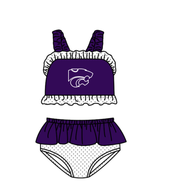 Custom moq 5 mix size milk silk summer teams baby girl boys clothes Purple Two-Piece Swimsuit Set One Piece Swimsuits boy swim trunks
