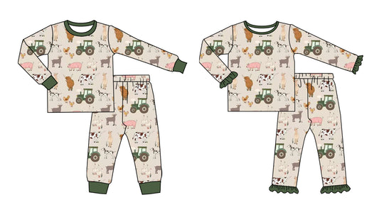 25.8.27 custom each style moq 5 eta 4-6week Sibling Sisters animal baby girl long sleeve pants sets 2