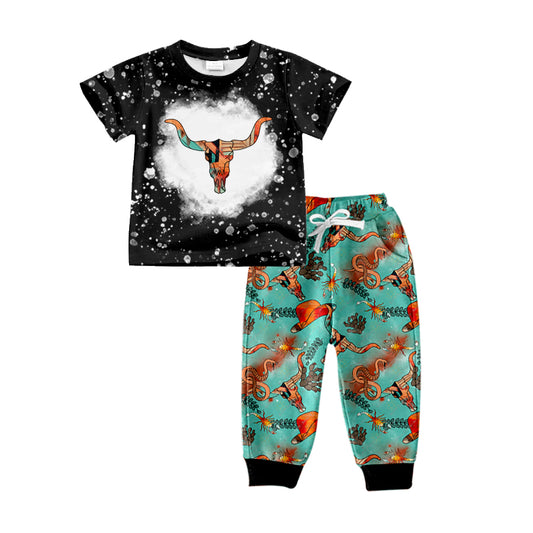 10.22 custom each style moq 5eta 4-6week baby boys clothes cow head short sleeve pants sets