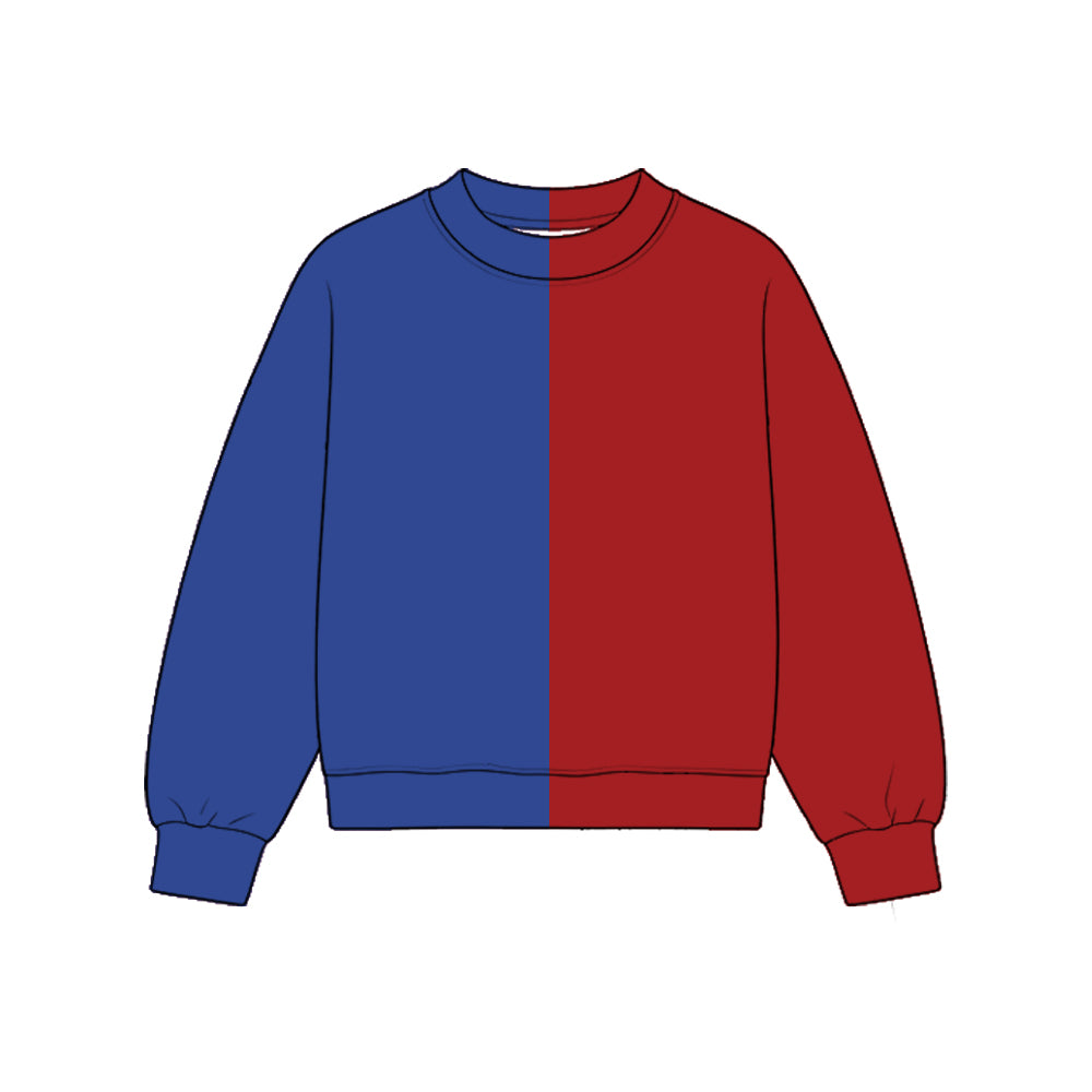 Custom moq 5 girls  Blank Cotton Royal Blue + Burgundy Sweatshirt