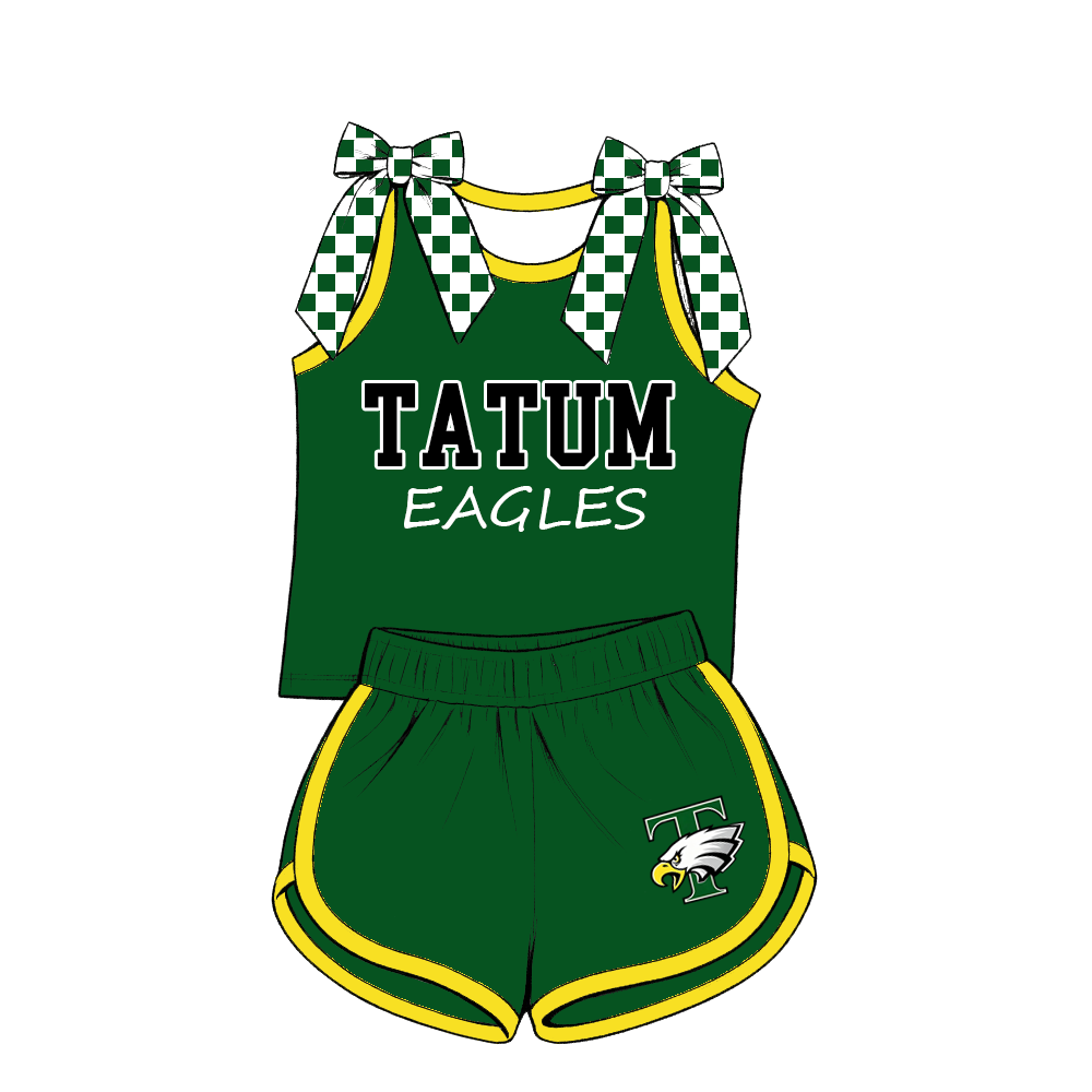 custom moq 5 mix size MSD070407 Baby Girls Bow Sleeveless Tank Top And Elastic Waist Shorts Set