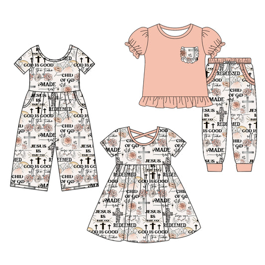 25.9.30 custom each style moq 8 eta 6-8week Sibling Sisters easter baby girl short sleeve shorts sets and dress and jumpsuit match family design