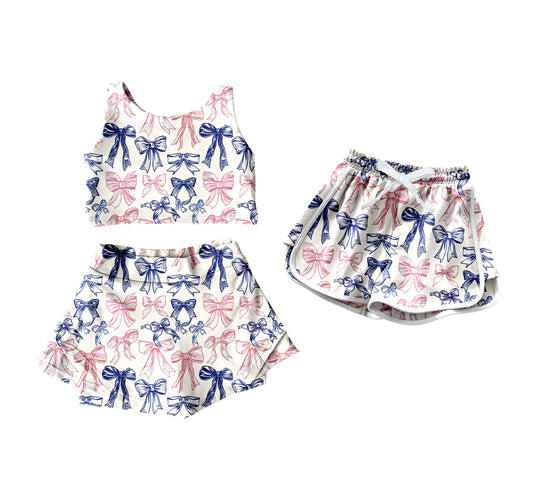 25.12.26 custom each style moq 5 eta 6-8week Sibling Sister bow baby short sleeve shorts sets and shorts match design