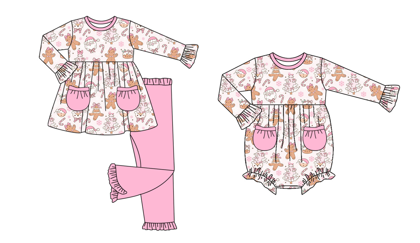 25.5.8 custom each style moq 5eta 4-6week Sibling Sisters Christmas baby girl long sleeve pants sets and rompers match family design