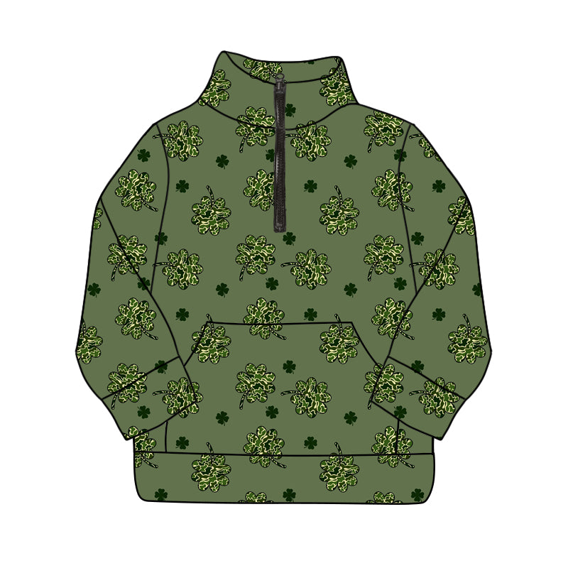 10.16 custom each style moq 5 eta 4-6week baby boys clothes lucky green zipper long sleeve top