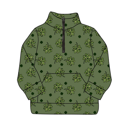 10.16 custom each style moq 5 eta 4-6week baby boys clothes lucky green zipper long sleeve top