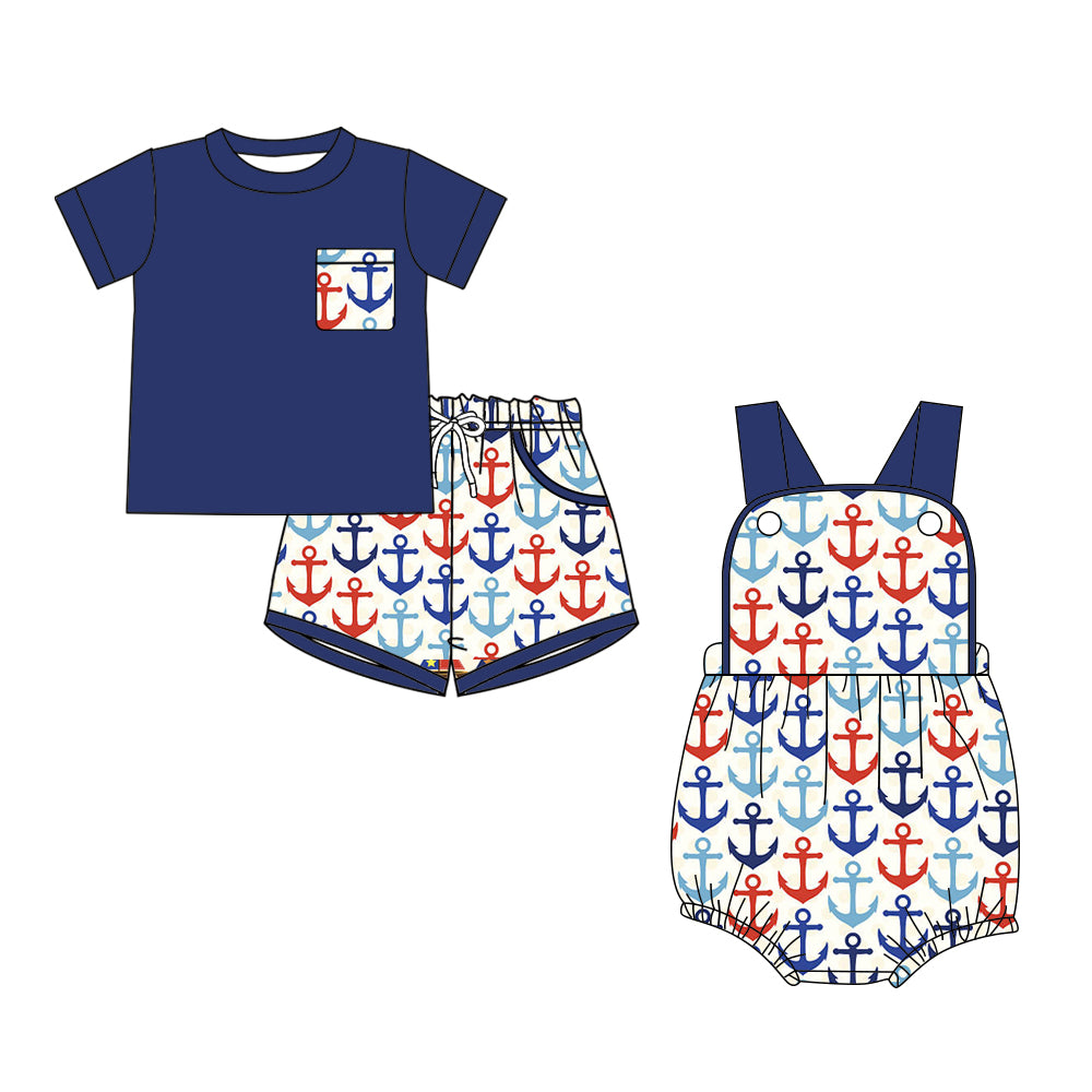 26.1.12 custom each style moq 5 eta 6-8week Sibling Sister baby boy short sleeve shorts sets and romper match design