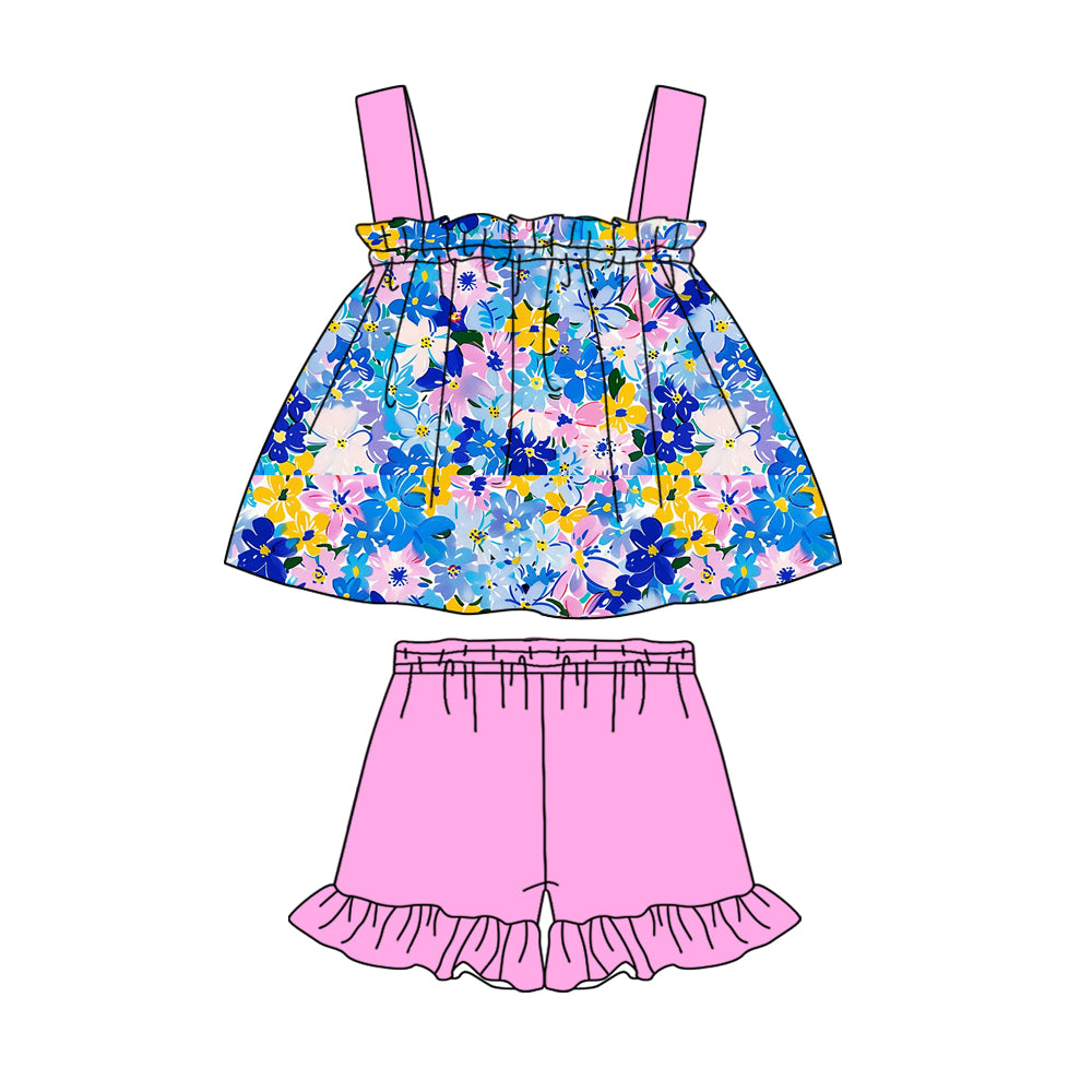 2.18 custom each style moq 5eta 4-6week Sibling Sister baby girls short sleeve shorts sets and set 5 match design