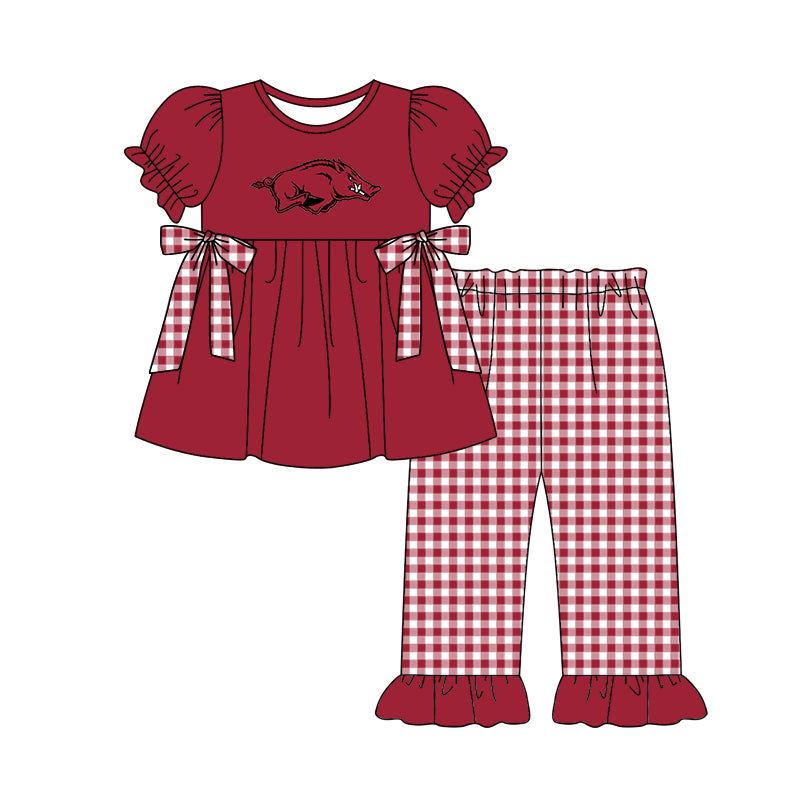 Custom moq 5 mix size milk silk summer teams baby girl boys clothes dark red short sleeve shorts sets 2 and pants sets and rompers 2 series