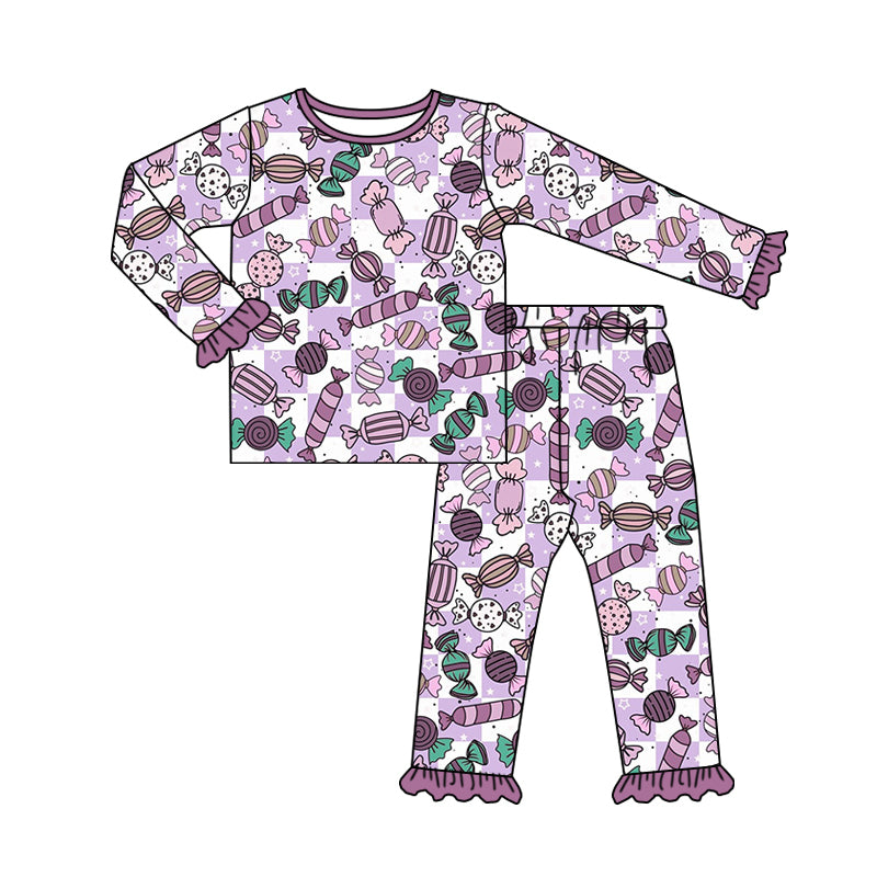 8.20 custom each style moq 5eta 4-6week Sibling Sister candy purple baby girl sets and dress and rompers match family design