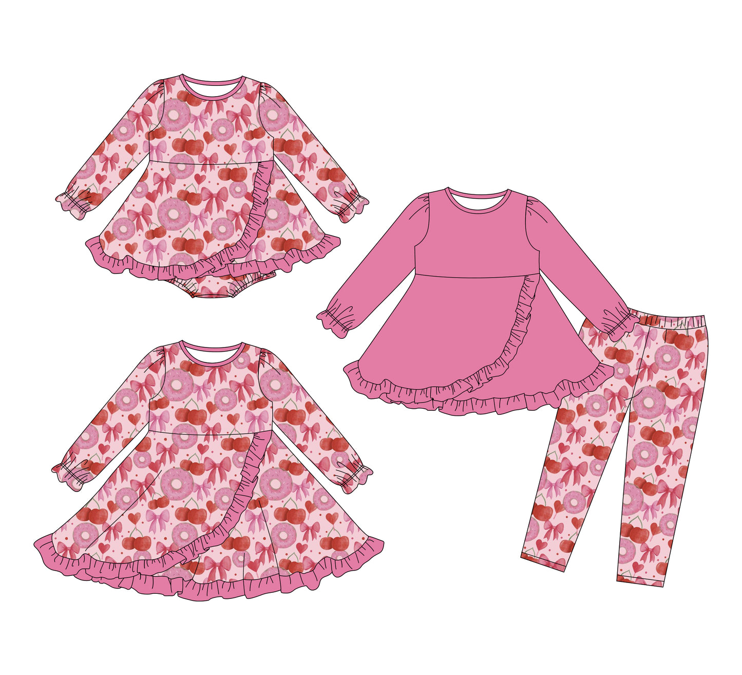 25.11.12 custom each style moq 5 eta 6-8week Sibling Sisters bow love baby girl long sleeve pants sets and dress and rompers match family design