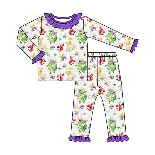 25.9.3 custom each style moq 5eta 4-6week Sibling Sisters mardi gras baby girl clothes long sleeve pants sets and romper match family design
