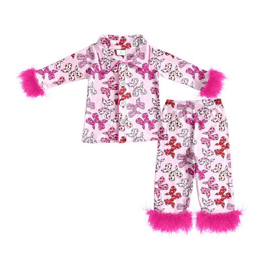25.11.29 custom each style moq 5 eta 6-8week Sibling Sisters bow plush baby girl clothes long sleeve pants sets