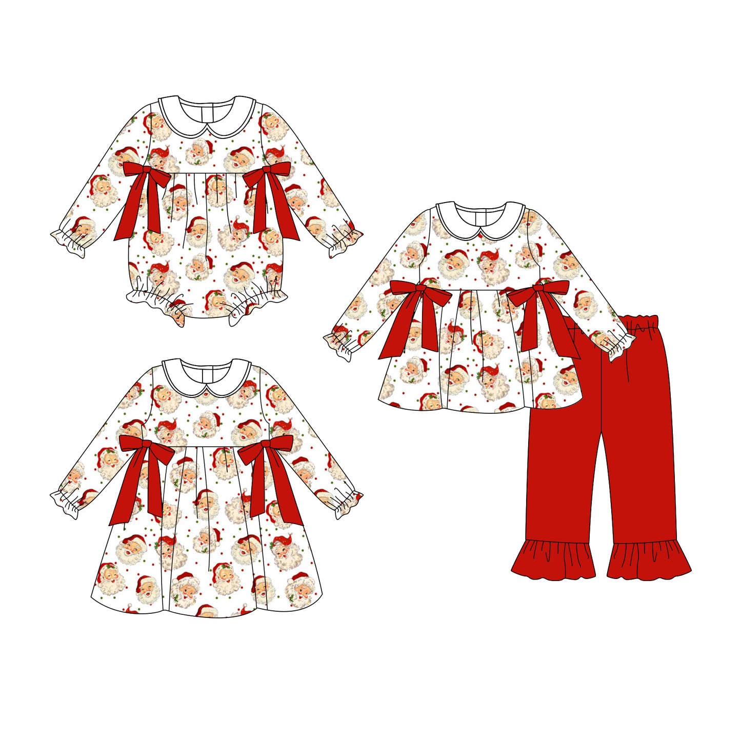 25.7.7 custom each style moq 5eta 4-6week Sibling Sisters Christmas baby girl long sleeve pants sets and dress and rompers match family design