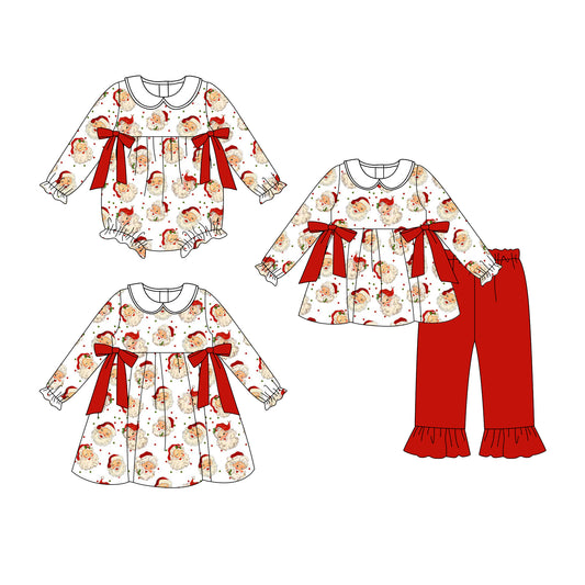 25.7.7 custom each style moq 5eta 4-6week Sibling Sisters Christmas baby girl long sleeve pants sets and dress and rompers match family design