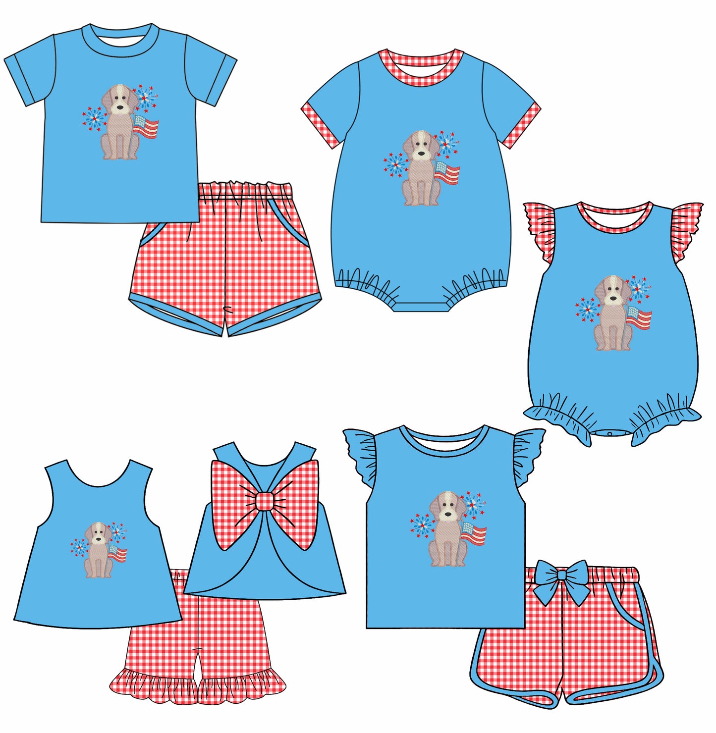 25.12.13 custom each style moq 5 eta 6-8week Sibling Sister puppy baby short sleeve shorts sets 3 and romper 2 match design