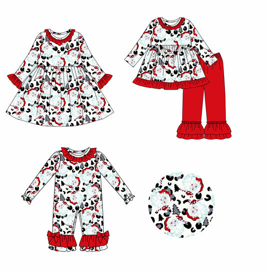 25.7.23 custom each style moq 5eta 4-6week Sibling Sisters Christmas bow baby girl long sleeve pants sets and dress and rompers match family design