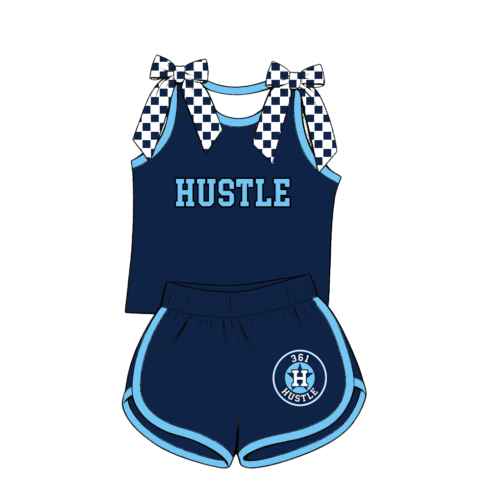 custom moq 5 mix size MSD071007 Baby Girls Bow Sleeveless Tank Top Elastic Waist Shorts Team Casual Outfit