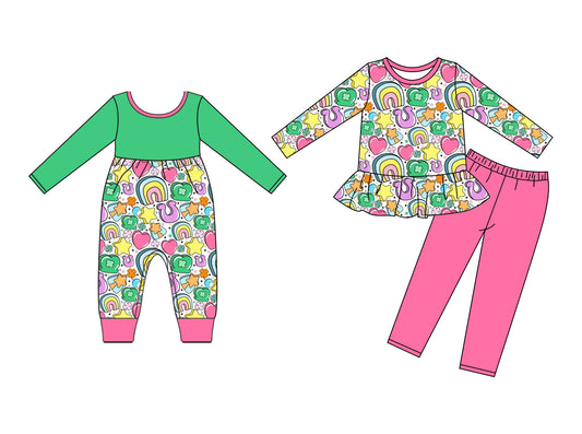 25.9.9 custom each style moq 5eta 4-6week Sibling Sisters love baby girl clothes long sleeve pants sets and romper match family design
