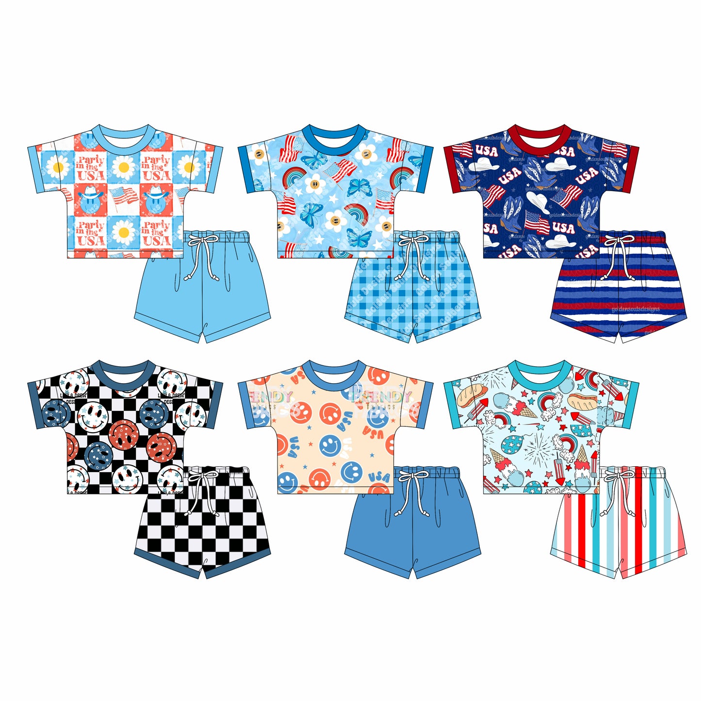 2.24 custom each style moq 5eta 4-6week Sibling Sister baby girls short sleeve shorts sets and set 6 match design