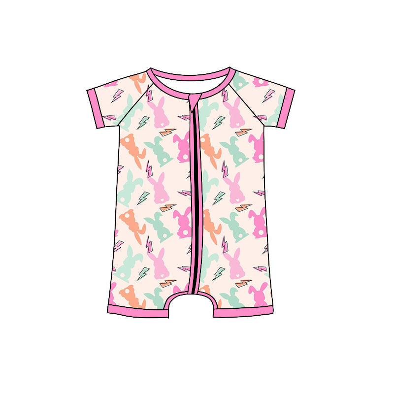 9.27 custom each style moq 5eta 4-6week Sibling Sister rabbit pink baby girls short sleeve sets and rompers match design