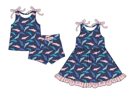 4.16 custom each style moq 5eta 4-6week Sibling Sister baby girl short sleeve shorts sets and dresses match design
