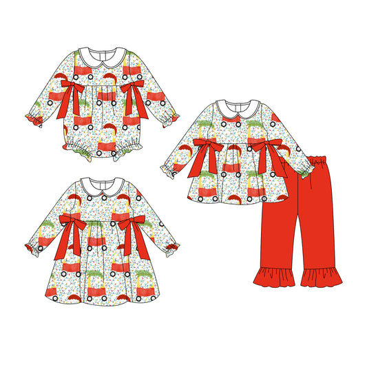 25.8.15 custom each style moq 5eta 4-6week Sibling Sisters baby girl long sleeve pants sets and dress and rompers match family design
