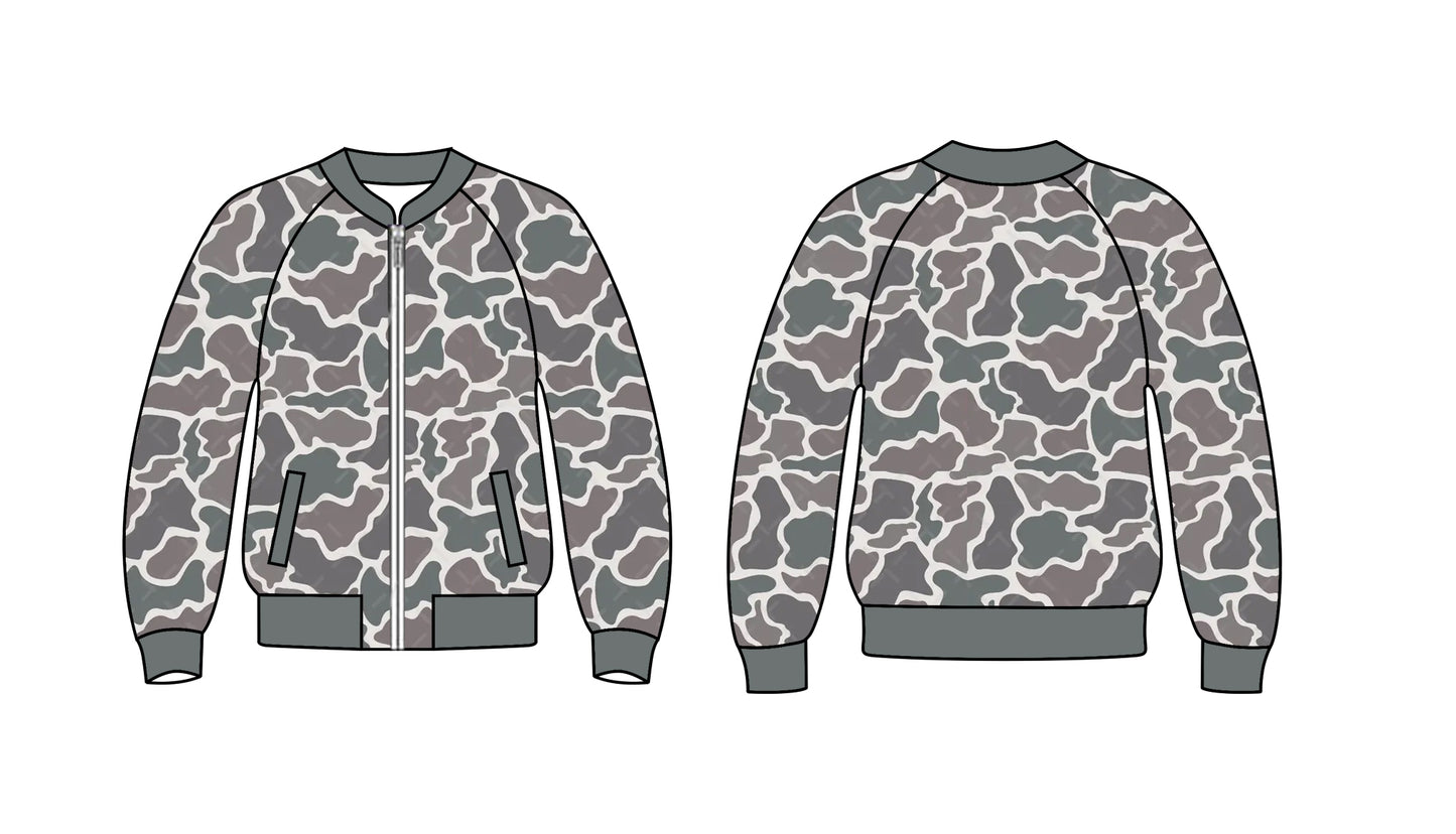 9.7 custom each style moq 5 eta 4-6week baby boys clothes camouflage gray zipper long sleeve top