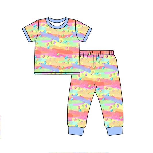10.21 custom each style moq 5eta 4-6week Sibling Sister easter rabbit colorful baby boys short sleeve sets and rompers match design