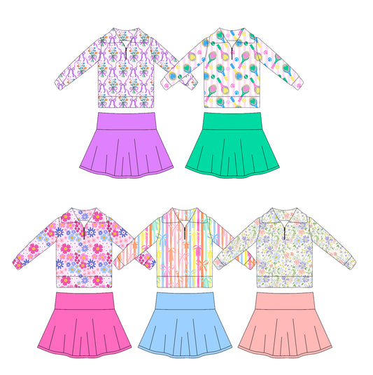 25.10.16 custom each style moq 5 eta 6-8week Sibling Sisters baby girl long sleeve skirts sets 5 match family design