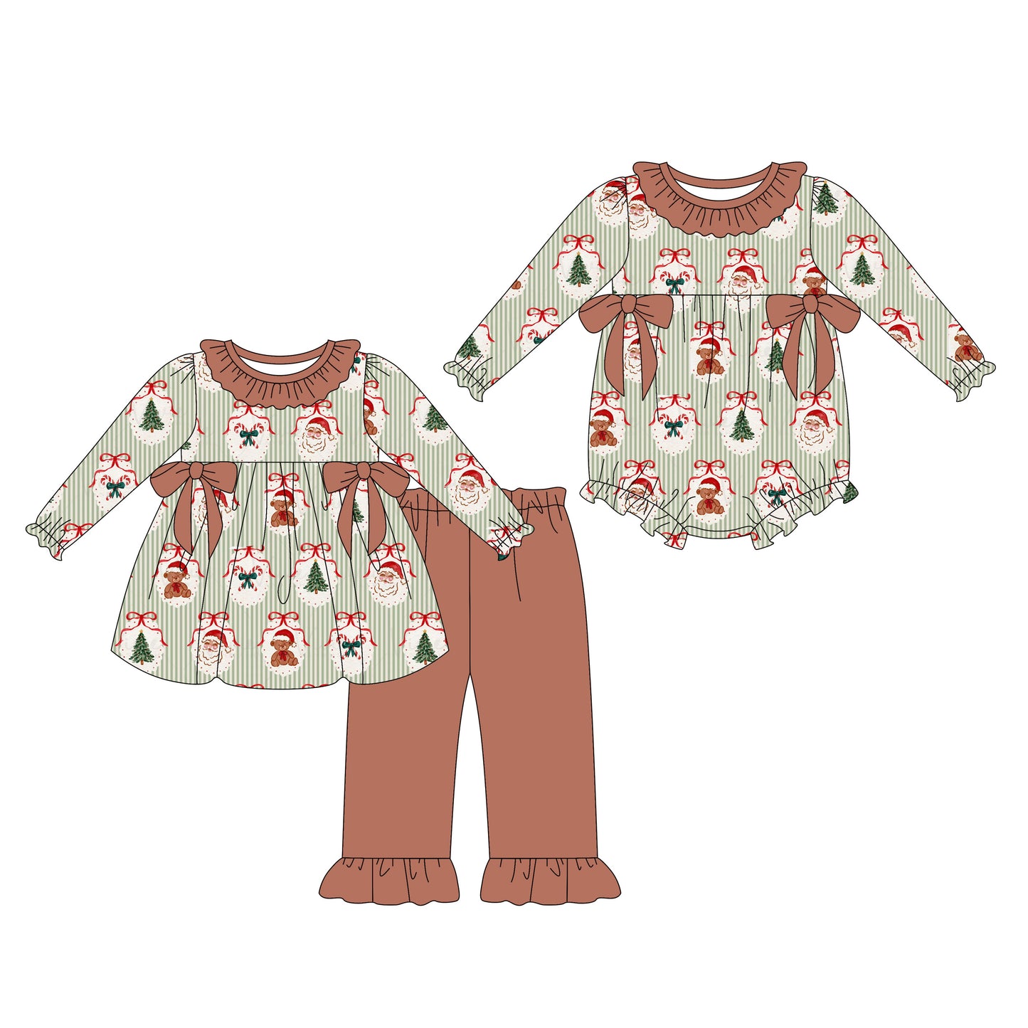 25.8.6 custom each style moq 5eta 4-6week Sibling Sister Christmas bow baby girl long sleeve pants sets and rompers match family design