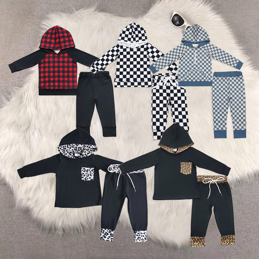 RTS NO MOQ baby boy clothes hooded long sleeve Clothes Sets