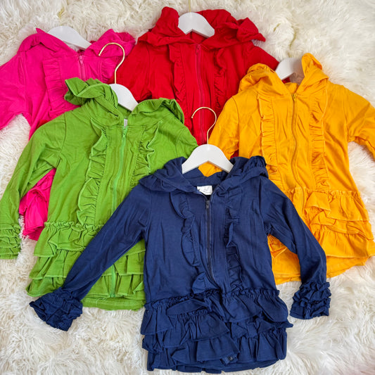RTS NO MOQ Sibling baby girls clothes lace hooded long-sleeved tops