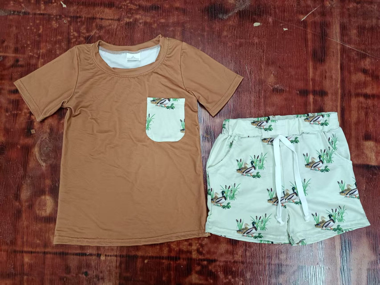 Custom moq 3 eta 6-7weeks baby boys clothes duck Short Sleeve shorts sets