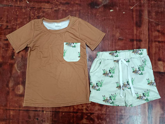 Custom moq 3 eta 6-7weeks baby boys clothes duck Short Sleeve shorts sets