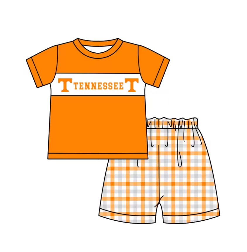 Custom moq 5 mix size milk silk summer teams baby girl boys clothes orange short sleeve shorts sets 2 and brief sets and dress and rompers 2 series