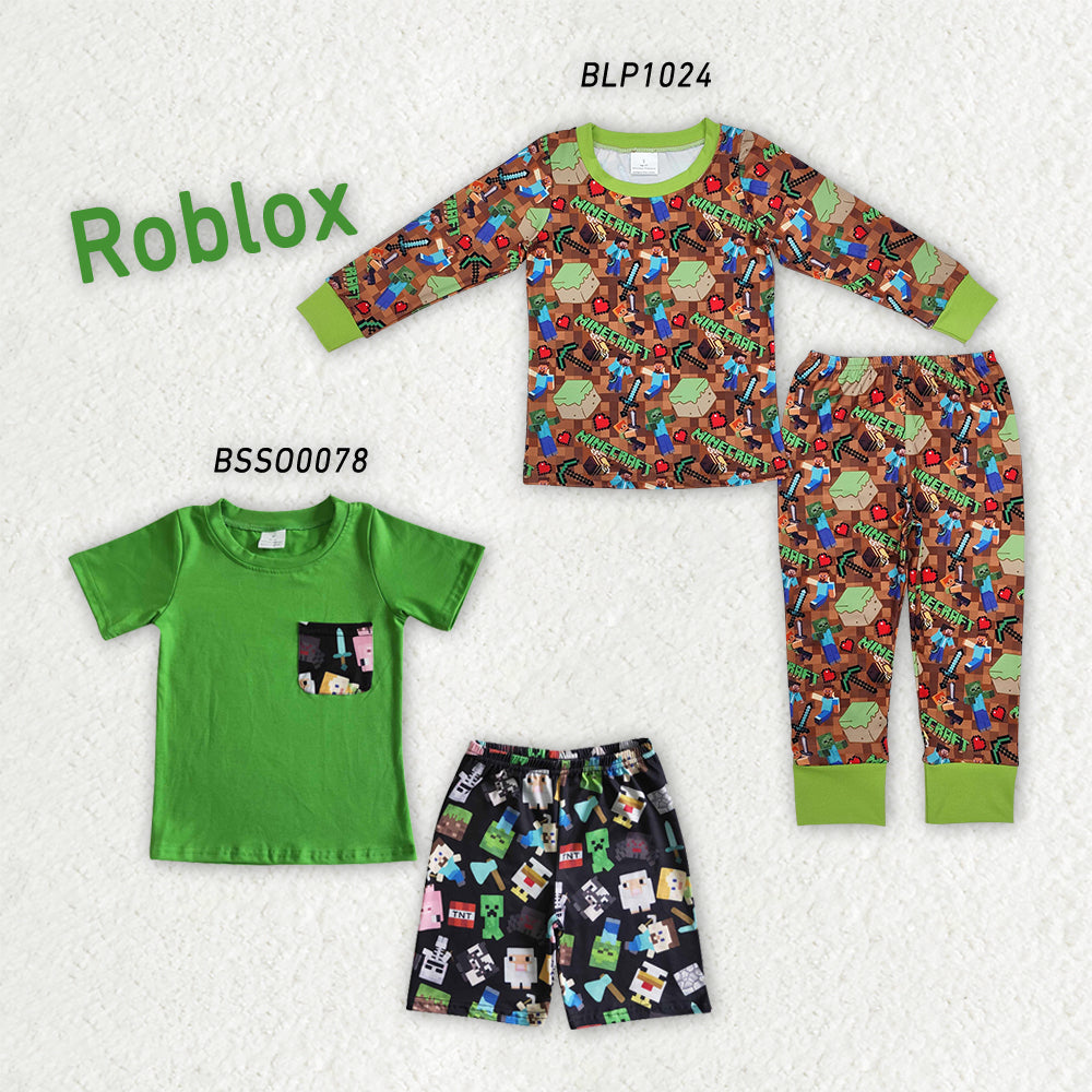 RTS NO MOQ baby boys clothes Roblox long sleeve pants sets shorts sets