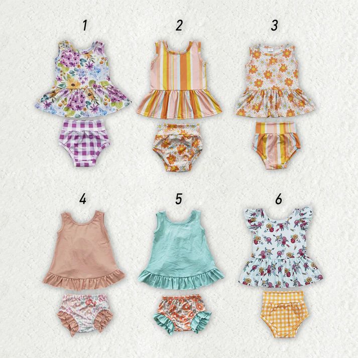 RTS NO MOQ baby girls clothes short sleeve briefs sets