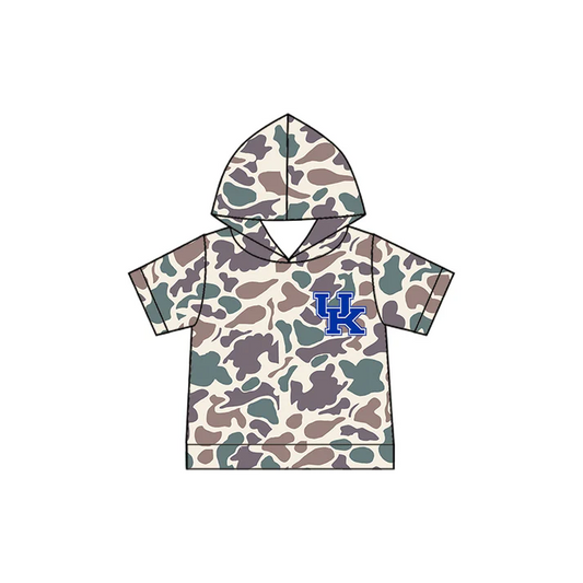 Custom moq 5 each style eta 6-7weeks baby girl clothes team camouflage hooded short sleeve top -25.8.1